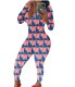 Cute Print Sexy Long Sleeve Fitted Jumpsuit
