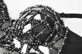 Party Sexy Rhinestone Push Up Strap Crop Top