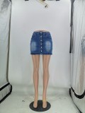 Botton Up Denim Mini Skirt