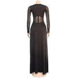 Autumn Party Beaded Black Sexy Patchwork Jumpsuit