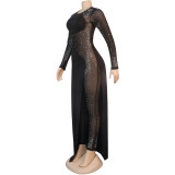 Autumn Party Beaded Black Sexy Patchwork Jumpsuit