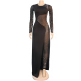 Autumn Party Beaded Black Sexy Patchwork Jumpsuit