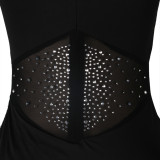Autumn Party Beaded Black Sexy Patchwork Jumpsuit
