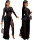 Autumn Party Beaded Black Sexy Patchwork Jumpsuit