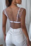 Summer Sexy Fishnet Beaded Club Crop Top