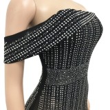 Summer Formal Beaded Strapless Irregular Long Party Dress
