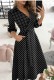 Spring Print Elegant Wrapped Skater Dress with 3/4 Sleeves
