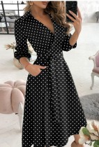 Spring Print Elegant Wrapped Skater Dress with 3/4 Sleeves Spring Print Elegant Wrapped Skater Dress with 3/4 Sleeves