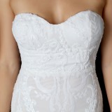Summer White Sequins Strapless Wedding Mermaid Bridal Gown