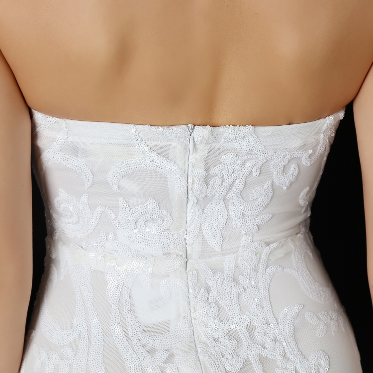 Summer White Sequins Strapless Wedding Mermaid Bridal Gown