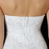 Summer White Sequins Strapless Wedding Mermaid Bridal Gown