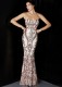 Summer Golden Sequins Strapless Mermaid Evening Dress