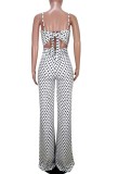 Summer Black Polka Strap Formal Jumpsuit