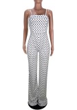 Summer Black Polka Strap Formal Jumpsuit