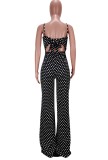 Summer White Polka Strap Formal Jumpsuit