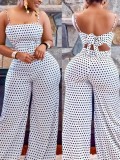 Summer Black Polka Strap Formal Jumpsuit