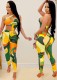 Summer Sexy Multicolor Cut Out One Shoulder Bodycon Jumpsuit