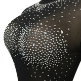 Summer Black Beaded See Through Sexy Long Sleeve Party Rompers