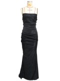 Summer Formal Black Sparkly Strap Mermaid Evening Dress
