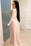 Autumn Formal Beige Beaded Sexy Patchwork Jumpsuit