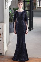 Autumn Formal Sequins Blue O-Neck Mermaid Evening Dress Autumn Formal Sequins Blue O-Neck Mermaid Evening Dress