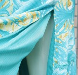 Summer Print Green One Shoulder Crop Top and Long Skirt 2 Piece Sundress Set