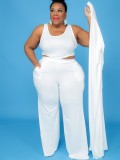 Autumn Plus Size White 3 Piece Pants Set