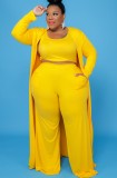 Autumn Plus Size Yellow 3 Piece Pants Set