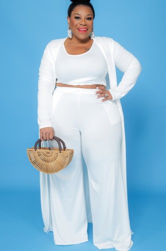 Autumn Plus Size White 3 Piece Pants Set