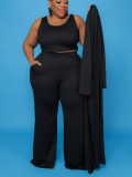 Autumn Plus Size Black 3 Piece Pants Set
