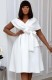 Summer Elegant White V-neck Off Shoulder Formal Skater Dress