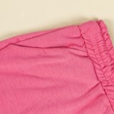 Autumn Casual Pink Crop Top and Sweatpants 2 Piece Tracksuit