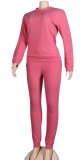 Autumn Casual Pink Crop Top and Sweatpants 2 Piece Tracksuit