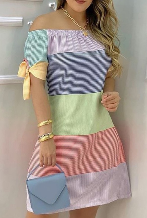 Summer Print Off Shoulder Midi Dress