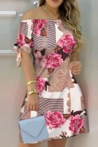 Summer Print Off Shoulder Midi Dress