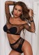 Sexy Black Erotic Off shoulder Fishnet Crop Top and Underwear Set