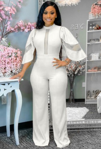 Autumn Formal White Patch Sexy Jumpsuit