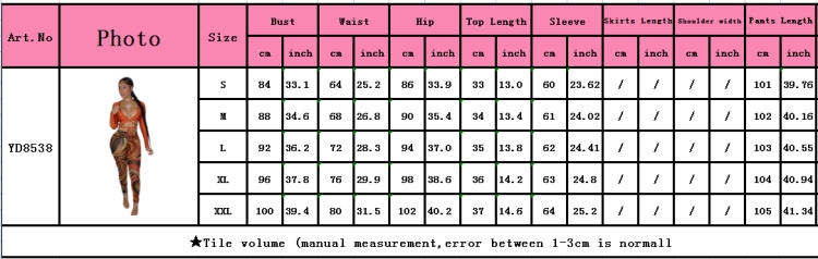 Fall Sexy Yellow Wrap Tied Long Sleeve Crop Top and Printed Tight Pants Set