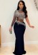 Fall Sexy Black Sequins One Shoulder High Neck Long Dress