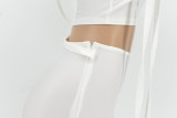 Summer White Sexy Tassels Bodycon Crop Top and Pants Set