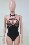 Sexy Black Leather Teddy Lingerie