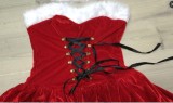 Winter Red Santa Party Carvinal Mini Christmas Dress And Hat Sets