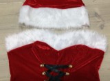 Winter Red Santa Party Carvinal Mini Christmas Dress And Hat Sets