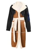 Winter Black Denim Patch Fleece Full Sleeves Thick Long Coat Winter Black Denim Patch Fleece Full Sleeves Thick Long Coat