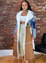 Winter Blue Denim Patch Fleece Full Sleeves Thick Long Coat Winter Blue Denim Patch Fleece Full Sleeves Thick Long Coat