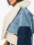 Winter Casual Blue Turndown Collar Fleece Patch Denim Jacket