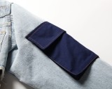 Winter Casual Blue Turndown Collar Fleece Patch Denim Jacket