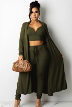 Spring Green Knit Crop Top And Pants With Matching Cardigans 3 Piece Set Spring Green Knit Crop Top And Pants With Matching Cardigans 3 Piece Set
