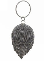 Women Elegant Black Evening Dinner Tassels Rhinestone Ball Handbag Women Elegant Black Evening Dinner Tassels Rhinestone Ball Handbag