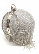 Women Elegant Silver Evening Dinner Tassels Rhinestone Ball Handbag Women Elegant Silver Evening Dinner Tassels Rhinestone Ball Handbag